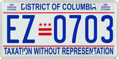 DC license plate EZ0703