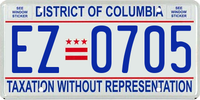 DC license plate EZ0705