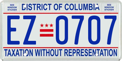 DC license plate EZ0707