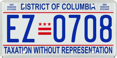 DC license plate EZ0708