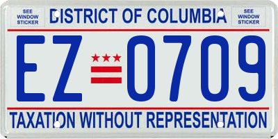 DC license plate EZ0709