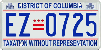 DC license plate EZ0725