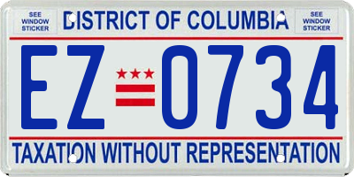 DC license plate EZ0734