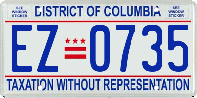 DC license plate EZ0735