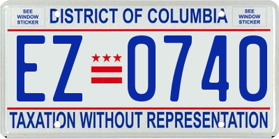 DC license plate EZ0740