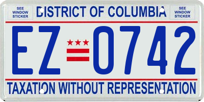 DC license plate EZ0742