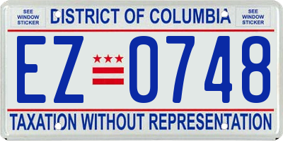 DC license plate EZ0748