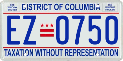 DC license plate EZ0750