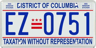 DC license plate EZ0751