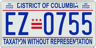 DC license plate EZ0755