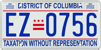 DC license plate EZ0756