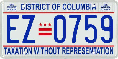 DC license plate EZ0759