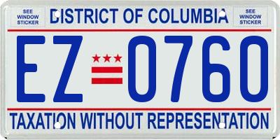 DC license plate EZ0760