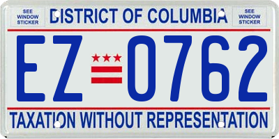 DC license plate EZ0762