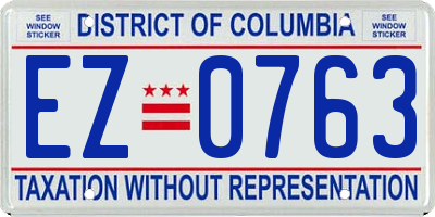 DC license plate EZ0763