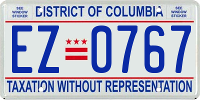 DC license plate EZ0767