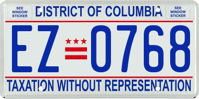 DC license plate EZ0768