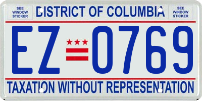 DC license plate EZ0769