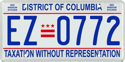 DC license plate EZ0772