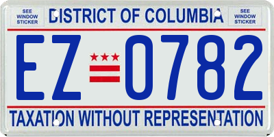 DC license plate EZ0782