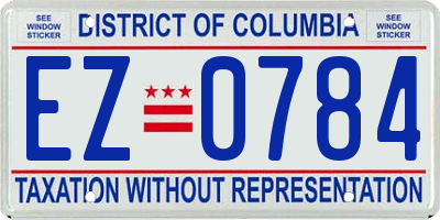 DC license plate EZ0784