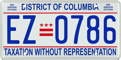 DC license plate EZ0786