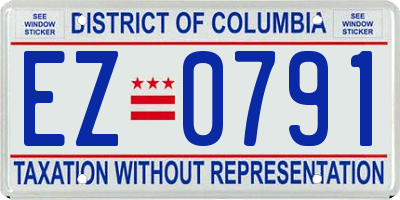 DC license plate EZ0791