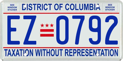 DC license plate EZ0792