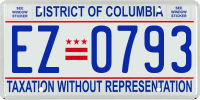 DC license plate EZ0793