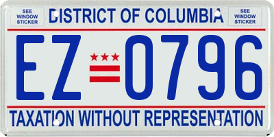 DC license plate EZ0796