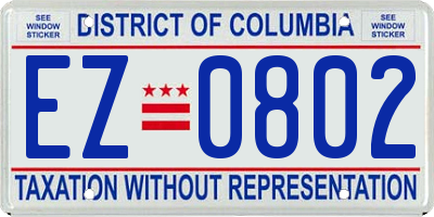 DC license plate EZ0802