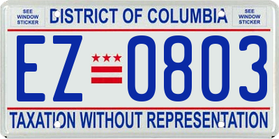 DC license plate EZ0803