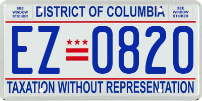 DC license plate EZ0820