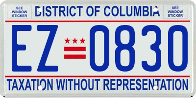 DC license plate EZ0830