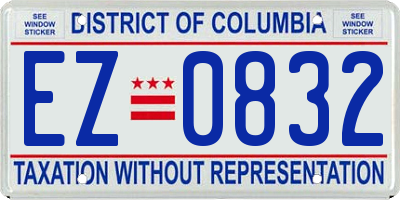 DC license plate EZ0832