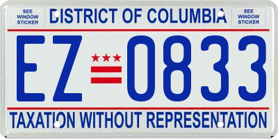 DC license plate EZ0833