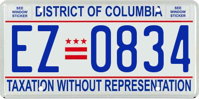 DC license plate EZ0834