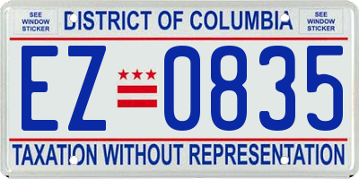 DC license plate EZ0835