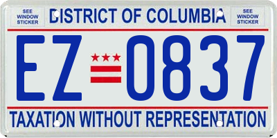 DC license plate EZ0837