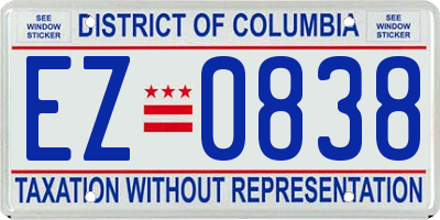 DC license plate EZ0838