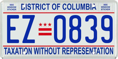 DC license plate EZ0839