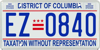 DC license plate EZ0840