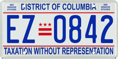 DC license plate EZ0842