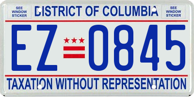 DC license plate EZ0845