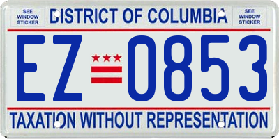 DC license plate EZ0853