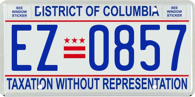 DC license plate EZ0857