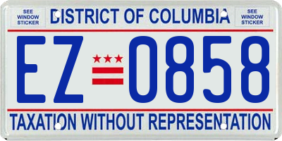 DC license plate EZ0858