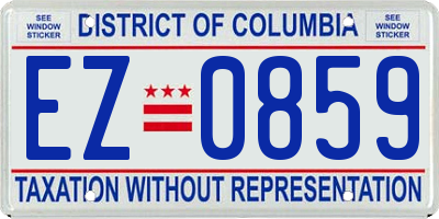 DC license plate EZ0859