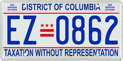 DC license plate EZ0862