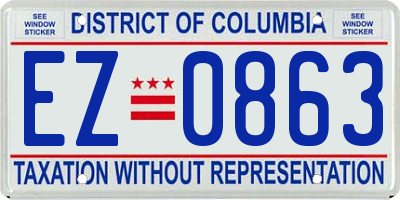 DC license plate EZ0863